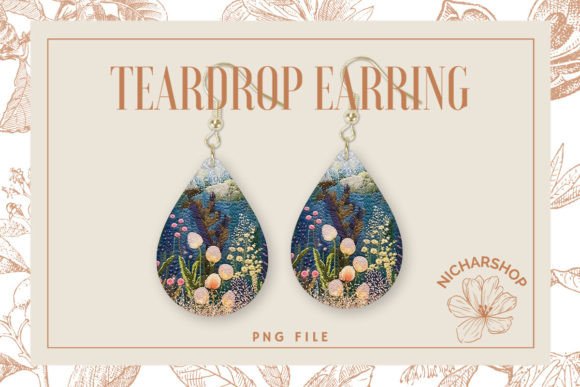 Evaluating Flower Embroidery Teardrop Earring for Etsy Shops