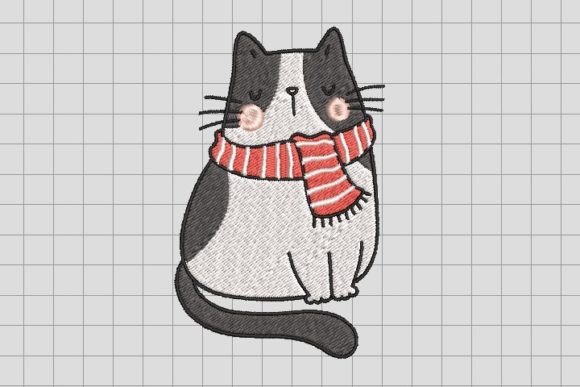 Review: Cat with Christmas Scarf Embroidery File
